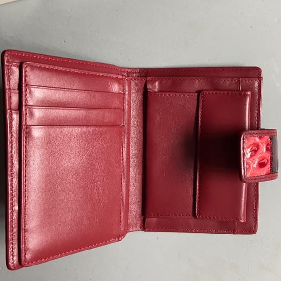 Meisslie Leather Patchwork Wallet ~ Red - Picture 4 of 6